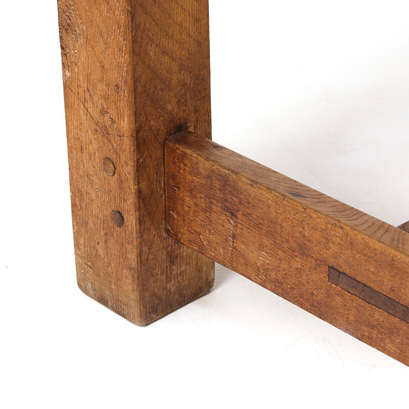 Vintage Mid-Century Brutalist Rustic Oak Dining Table