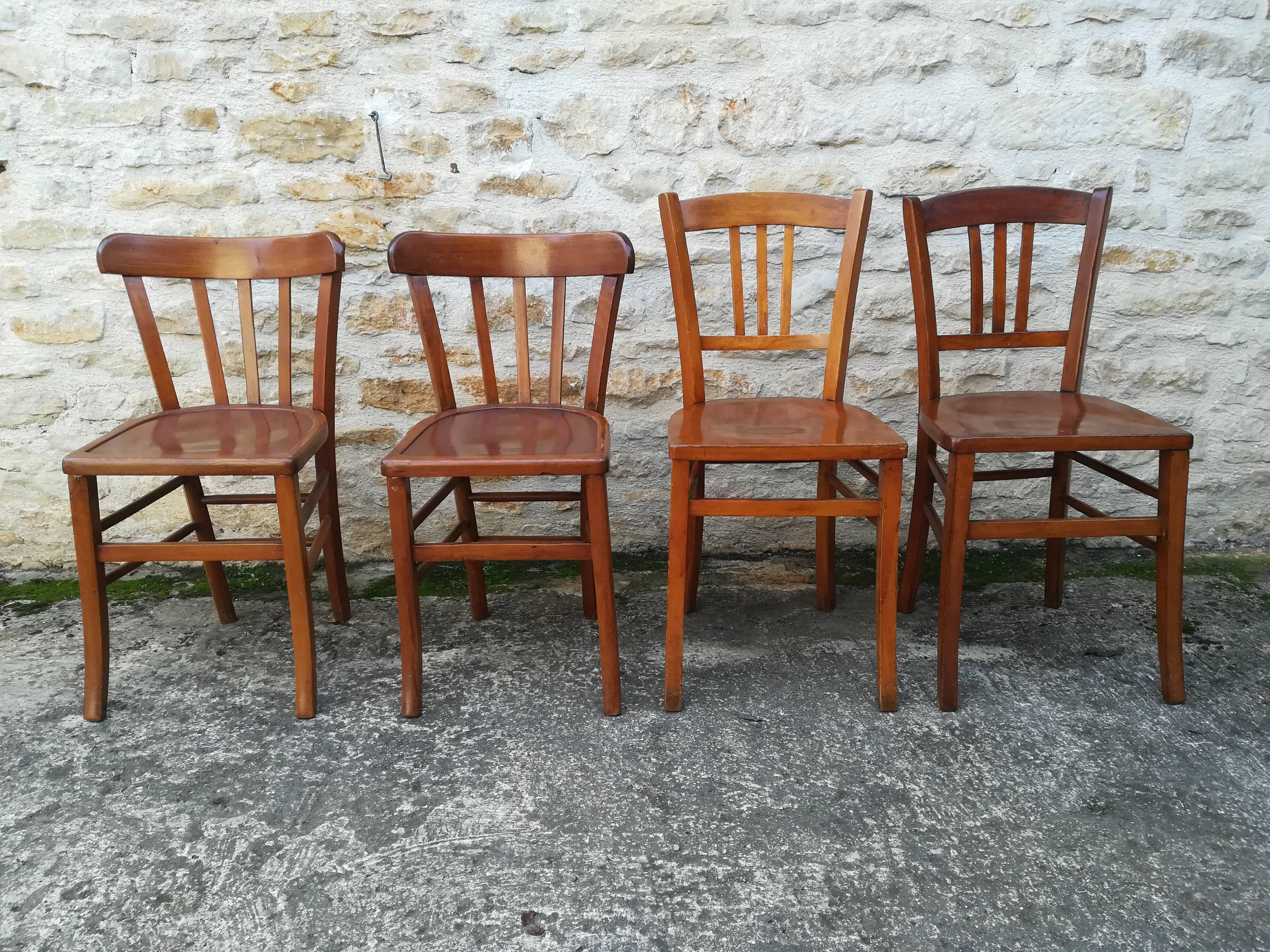 Set of 8 mismatched bistro chairs