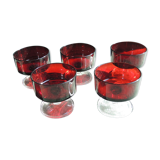 Set of 5 cups red Luminarc sweden vintage model
