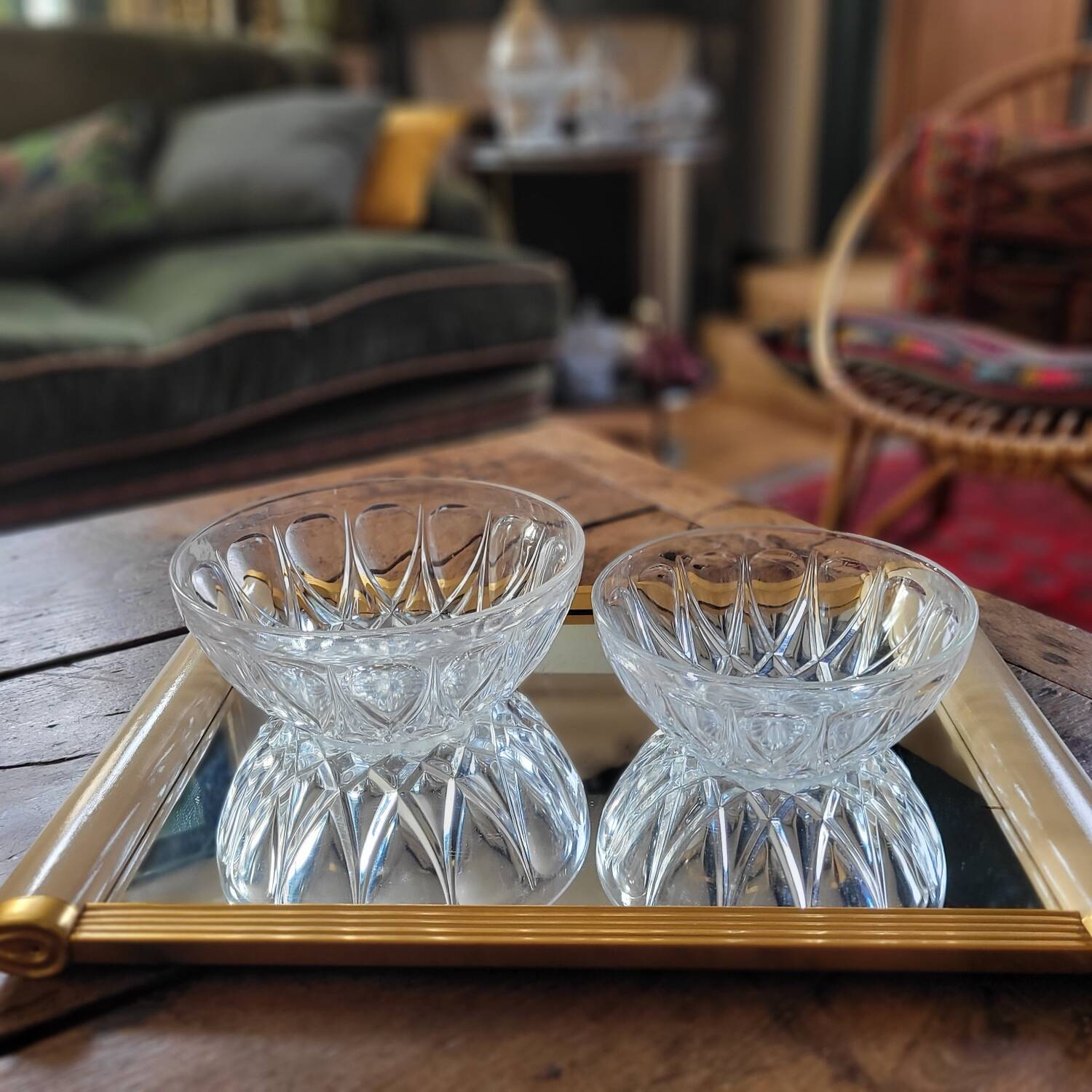 Pair of molded glass salad bowls – 1960s-70s
