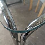 Table in metal chrome and glass 1970
