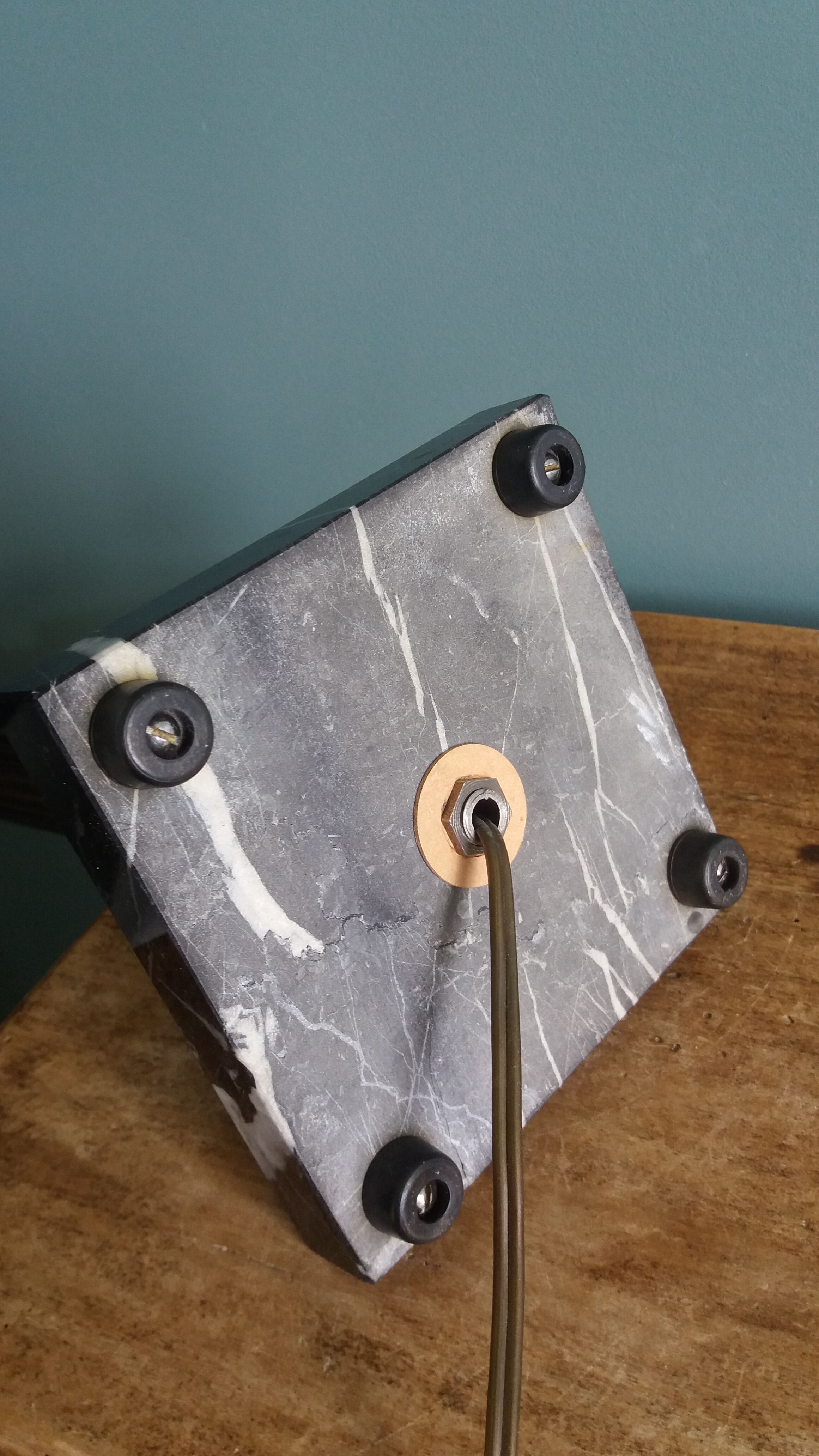 Antique column lamp in marble and gilded metal