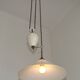 Vintage French Rise & Fall Counterbalance Ceiling Light Opaline Glass Shade