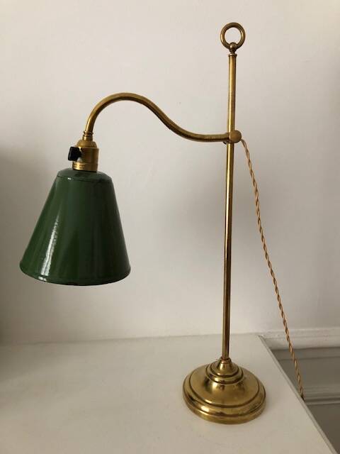 Old desk lamp, brass workshop