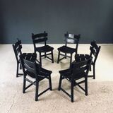 Brutalist dining chairs by Dittmann for Awa Radbound, Netherlands, 1970s, set of 6.