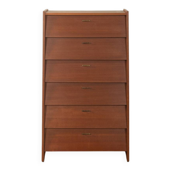 Cabinet à chaussures classique des années 1960 avec des poignées en laiton.
