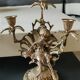 Paire de chandeliers antiques à 3 feux de lumières puttis/angelots bronze