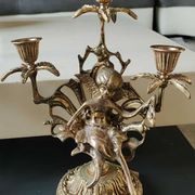 Pair of Antique 3-light candlesticks. Puttis/Cherubs. Bronze