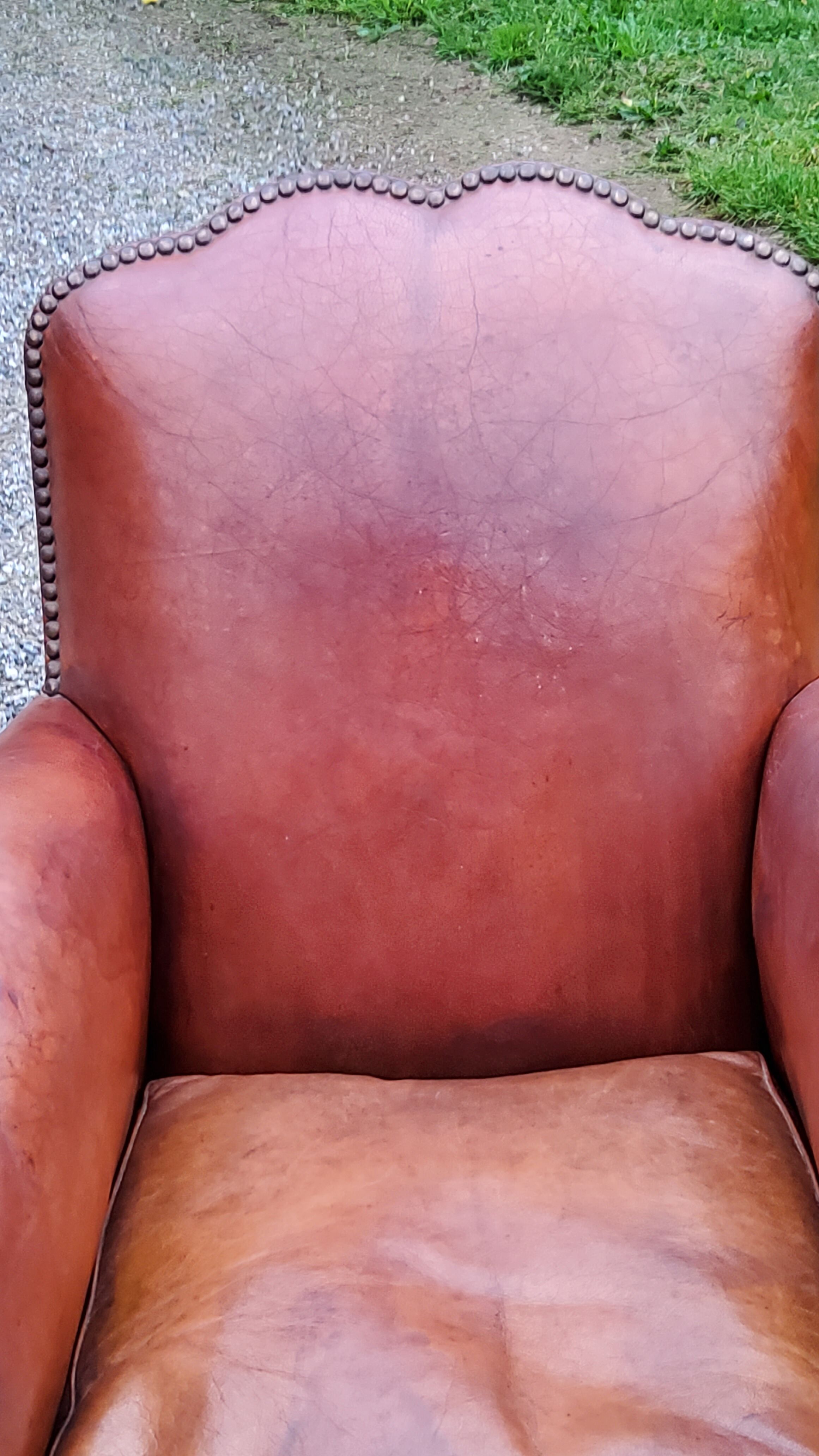 Leather club armchair back mustache from the 30s