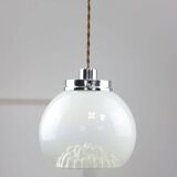 Mid-Century Italian Chrome and Murano Glass Pendant Lamp