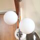 Suspension cluster 3 round opalines and stainless steel design 70s