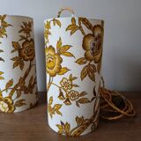 Vintage 1960s floral fabric portable lamp