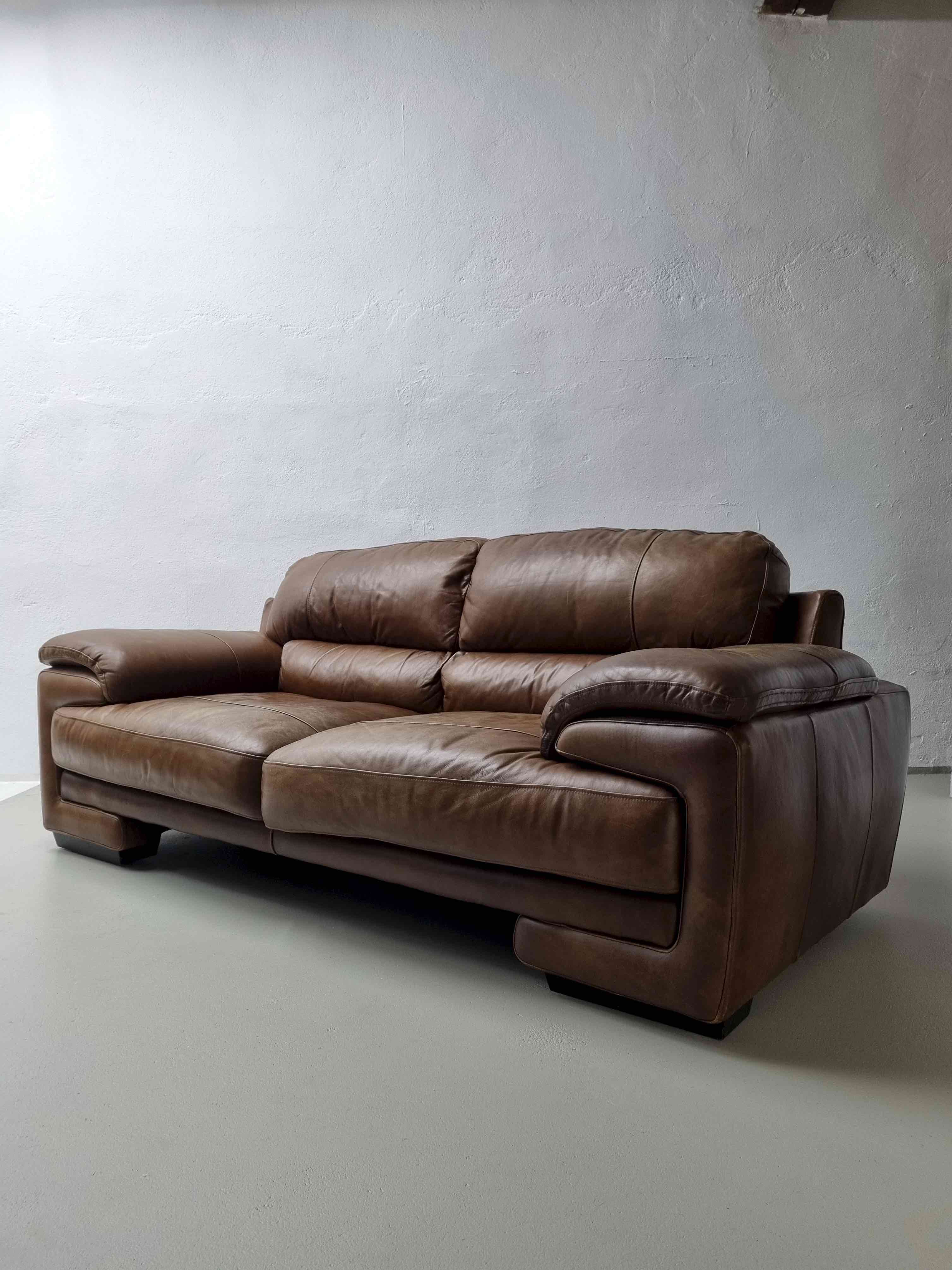Brown buffalo leather sofa 193 cm