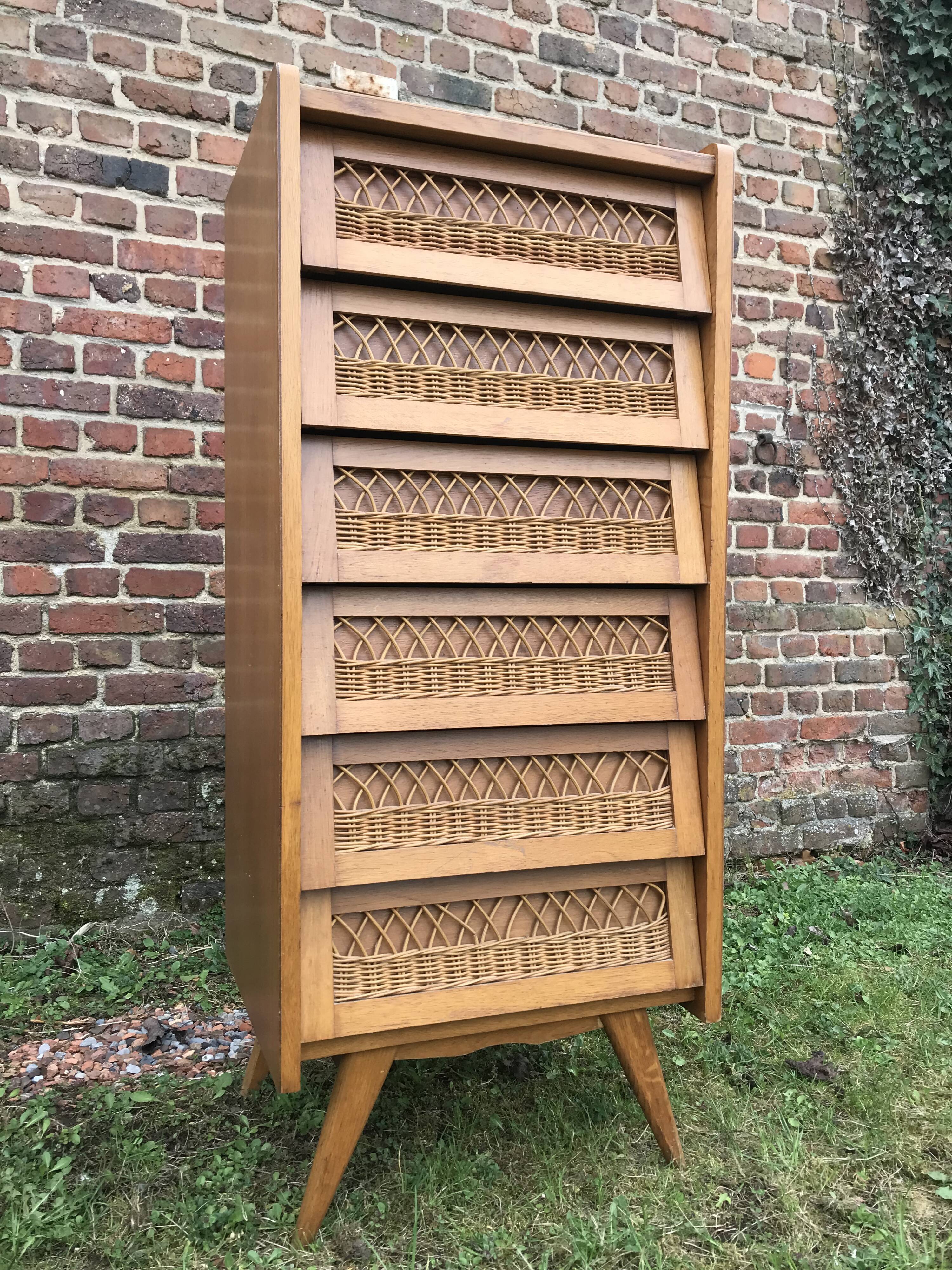 Commode rotin vintage