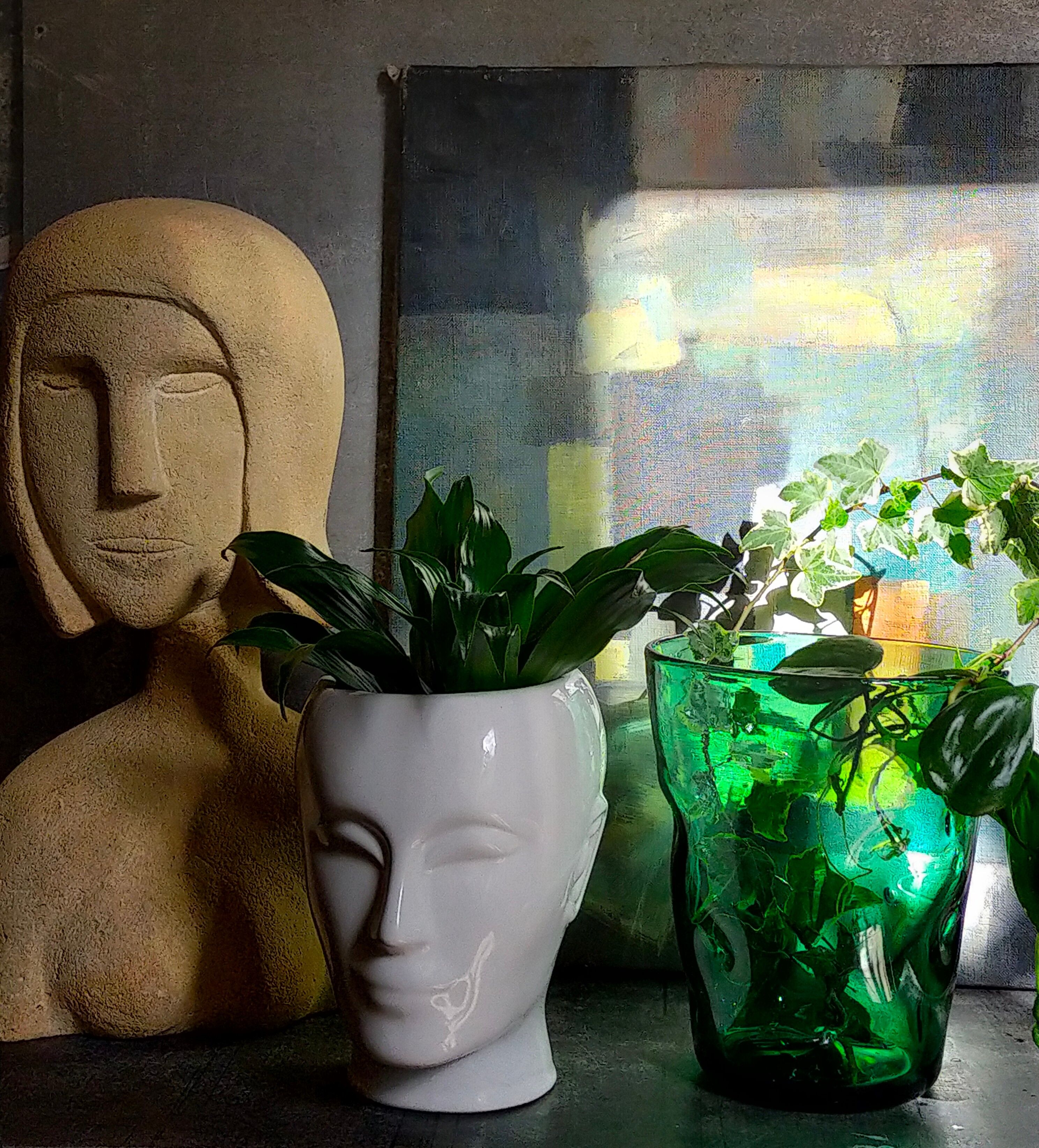 White ceramic pot cover vase 60s