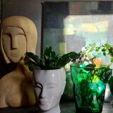 White ceramic pot cover vase 60s