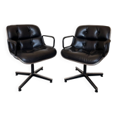 Paire de Fauteuils "Executive" Pollock pour Knoll - Cuir Noir
