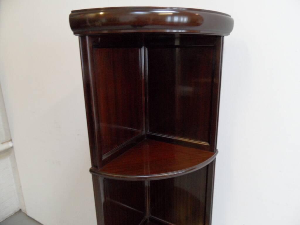 Vintage mahogany corner bookcase 1950's