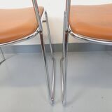 4 vintage sleigh chairs from the 70s, in designer chrome metal