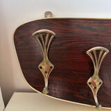 Wood and brass coat rack, 1960