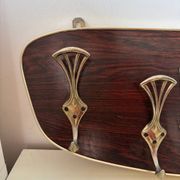 Wood and brass coat rack, 1960