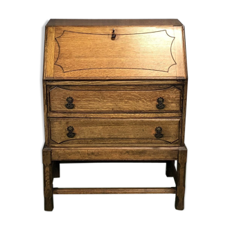 English Secretary in blond oak desk