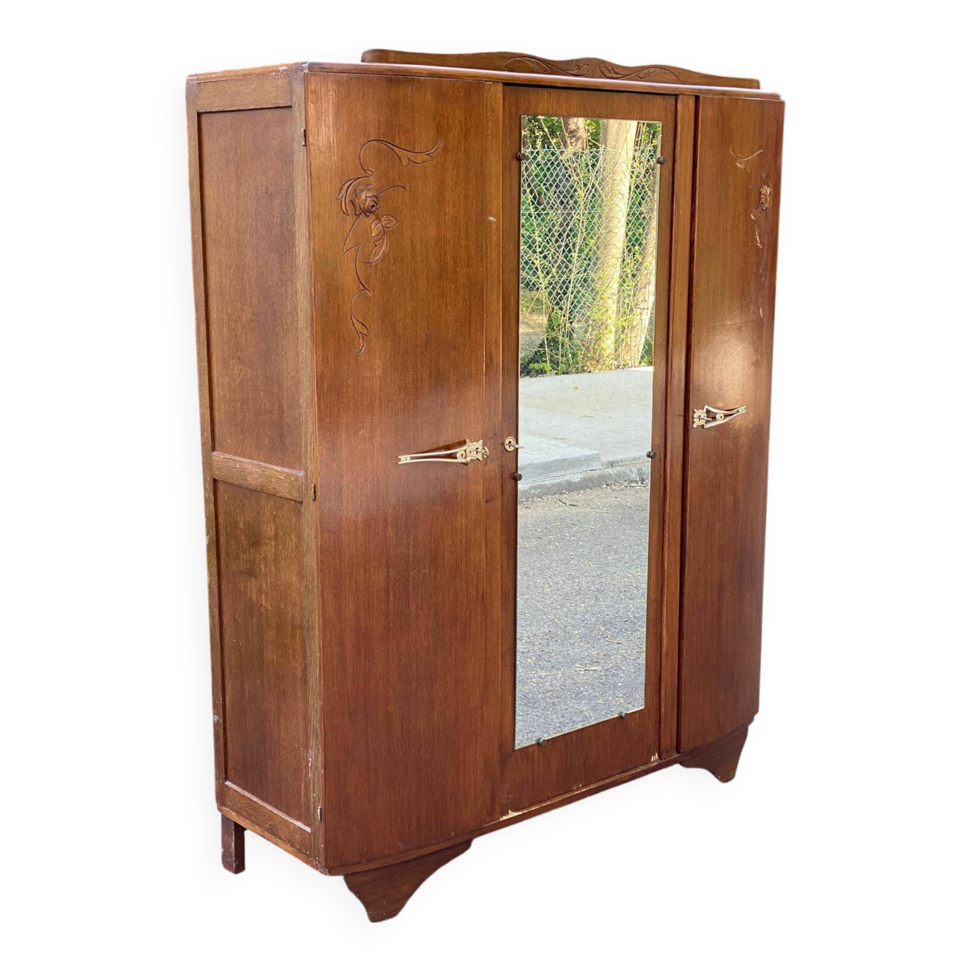 Art Deco wardrobe with mirrored door 145cm