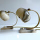 Pair of vintage art deco lamps, albatre marble brass, 30 years