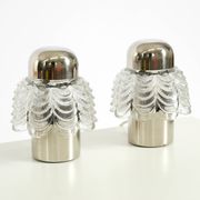 Two large, rare 1960s metal and glass table lamps by VEB Narva Leuchtenbau