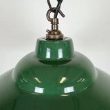 Industrial British Green Enamel Factory Pendant Lamp, 1960s