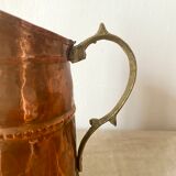 Antique copper and brass pitcher
