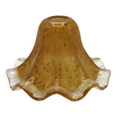 French vintage brown glass replacement shade with a clear frilled edge.