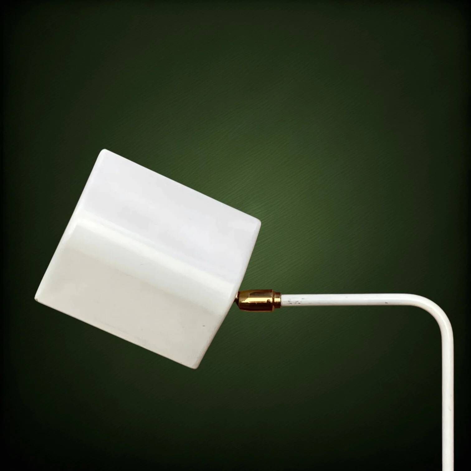 Modernist desk lamp in white metal and gold brass, Bauhaus spirit – 1960s