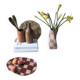 Pink Check Twist Vase