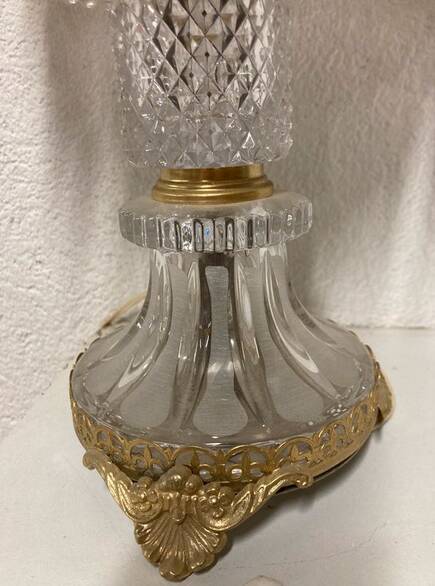 Crystal and brass table lamp