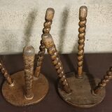 Wooden tripod stools - twisted feet