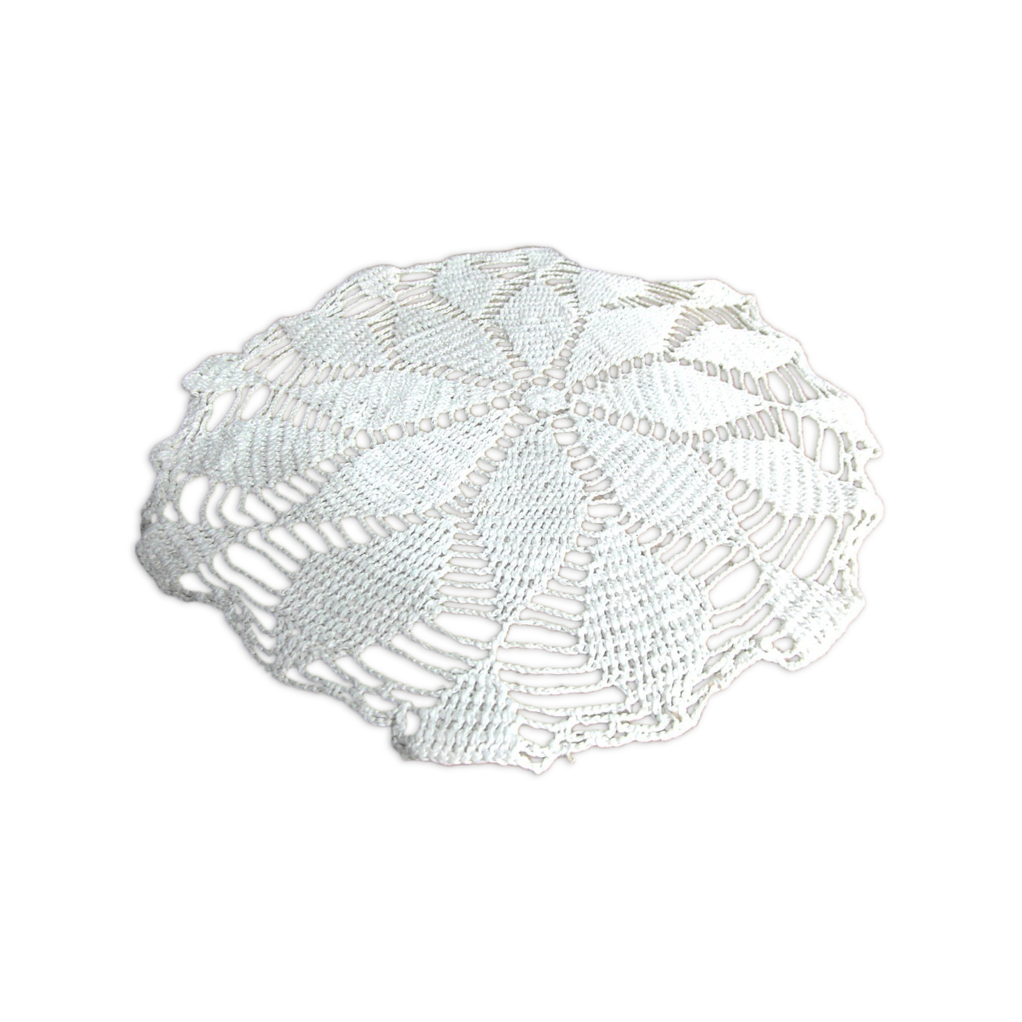 Round placemat in French crocheted lace in white cotton
