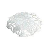 Round placemat in French crocheted lace in white cotton