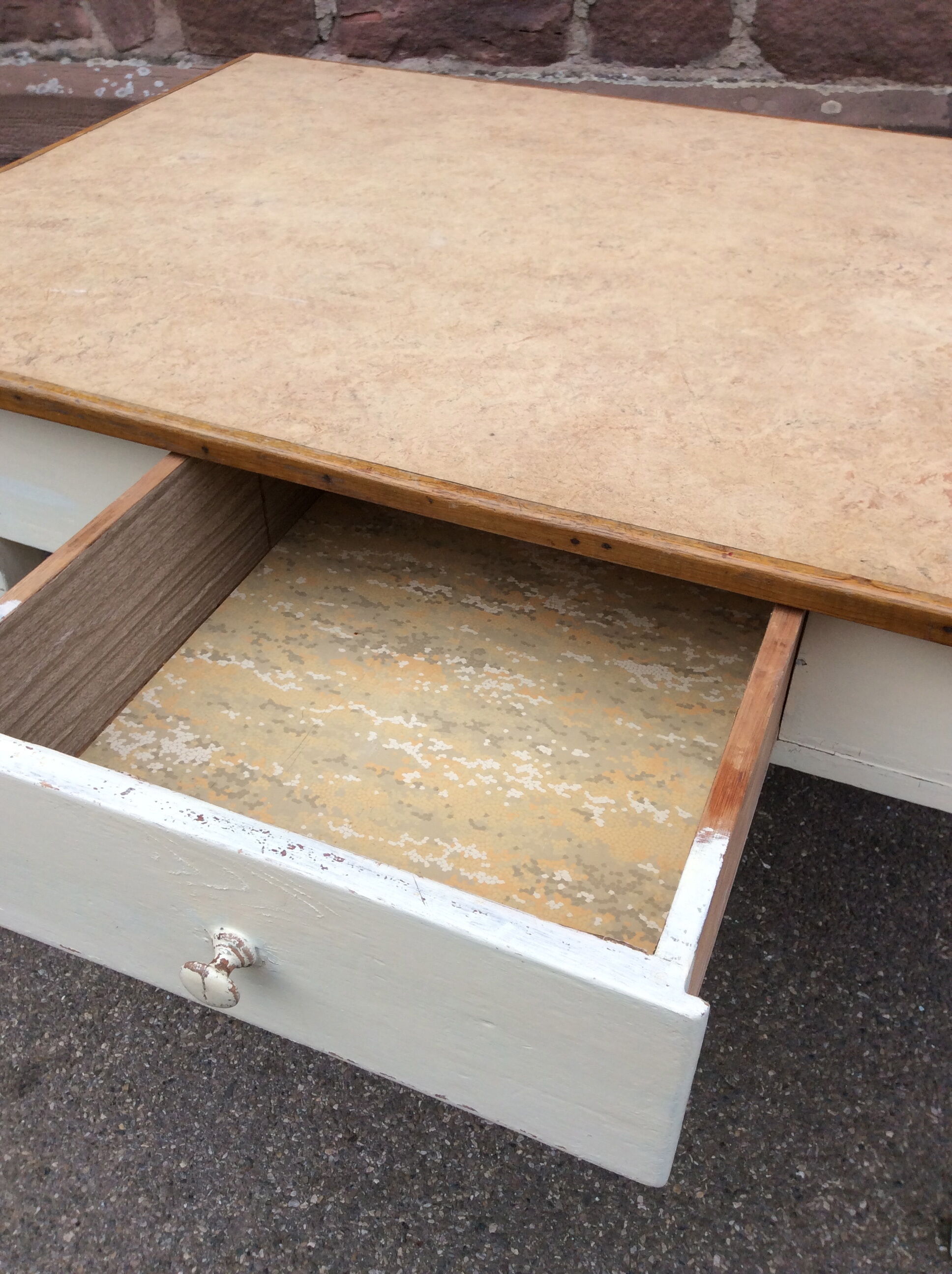 Table de ferme vintage sapin 1940