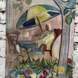 Oil on canvas animated scene