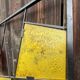 Mid-century modern geometric room divider with textured coloured glass, 1970s–1980s