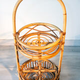 Bottle holder, aperitif display, rattan 1970