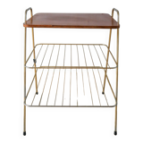 Vinyl trolley in teak and gold metal 1960