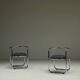 Set of 2 chrome side chairs, 1970s Italy.