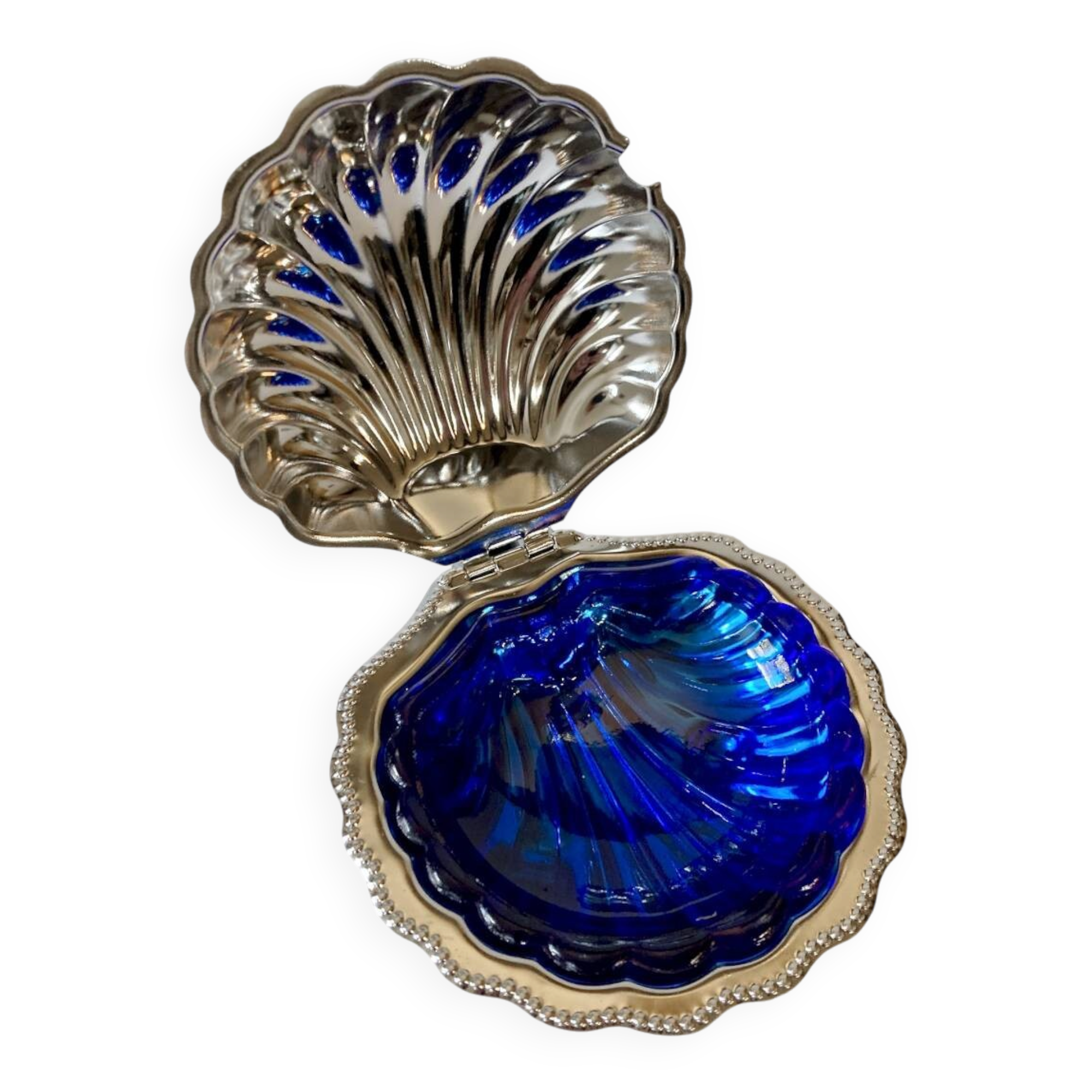 Silver-plated shell butter dish, 1950s