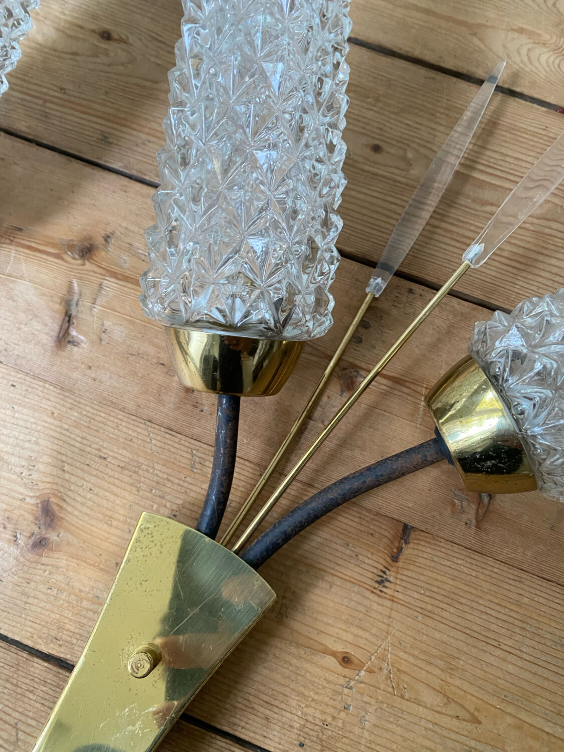 Pair of vintage mid-century tulip wall sconces from the 1950s