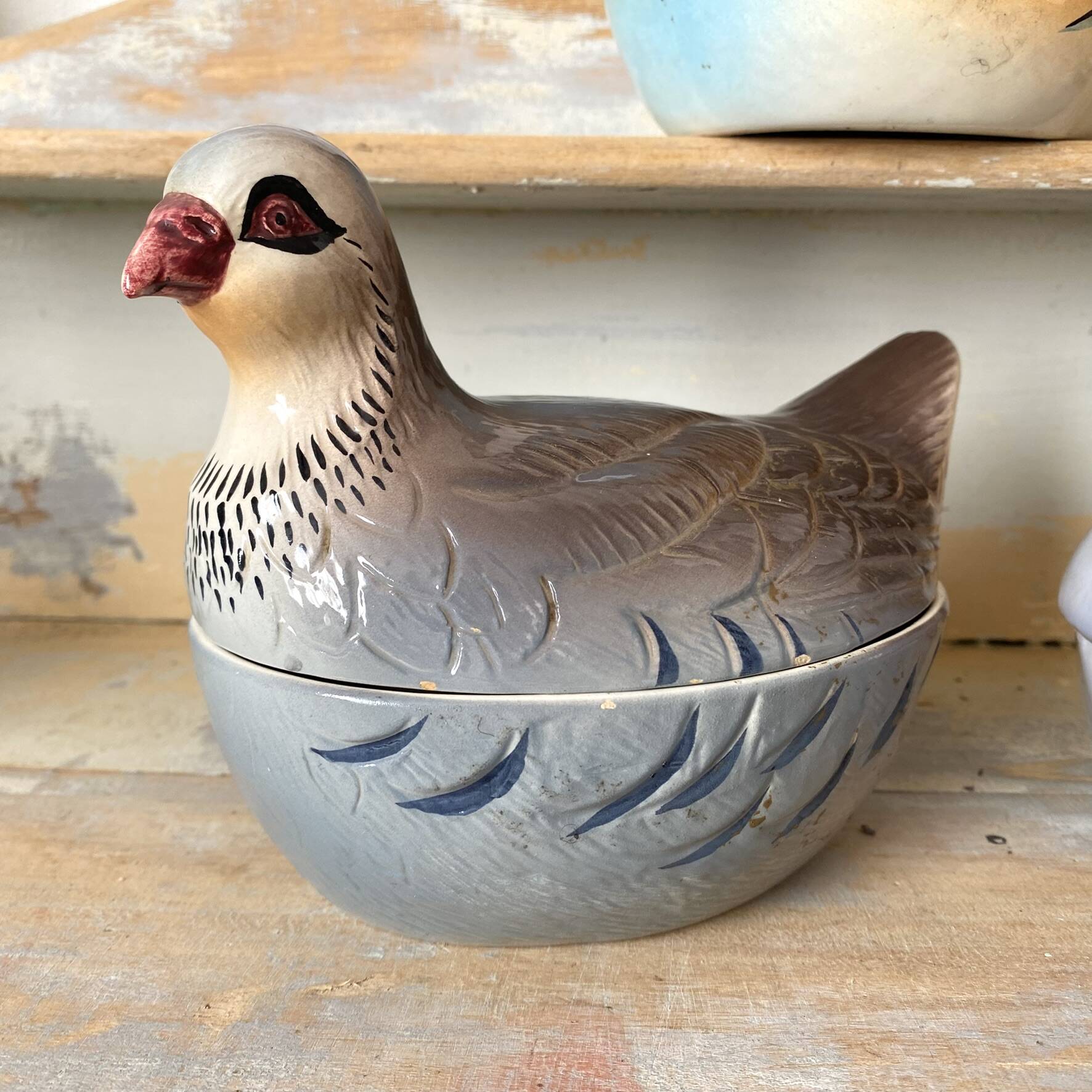 Ceramic partridge, zoomorphic terrines by Michet Caugant.