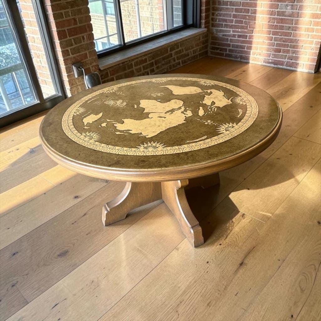 Rustic vintage high coffee table in wood