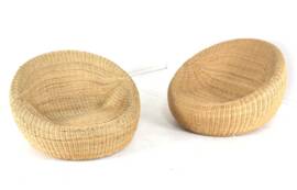 Set of 2 vintage Ikea wicker armchairs "donut"