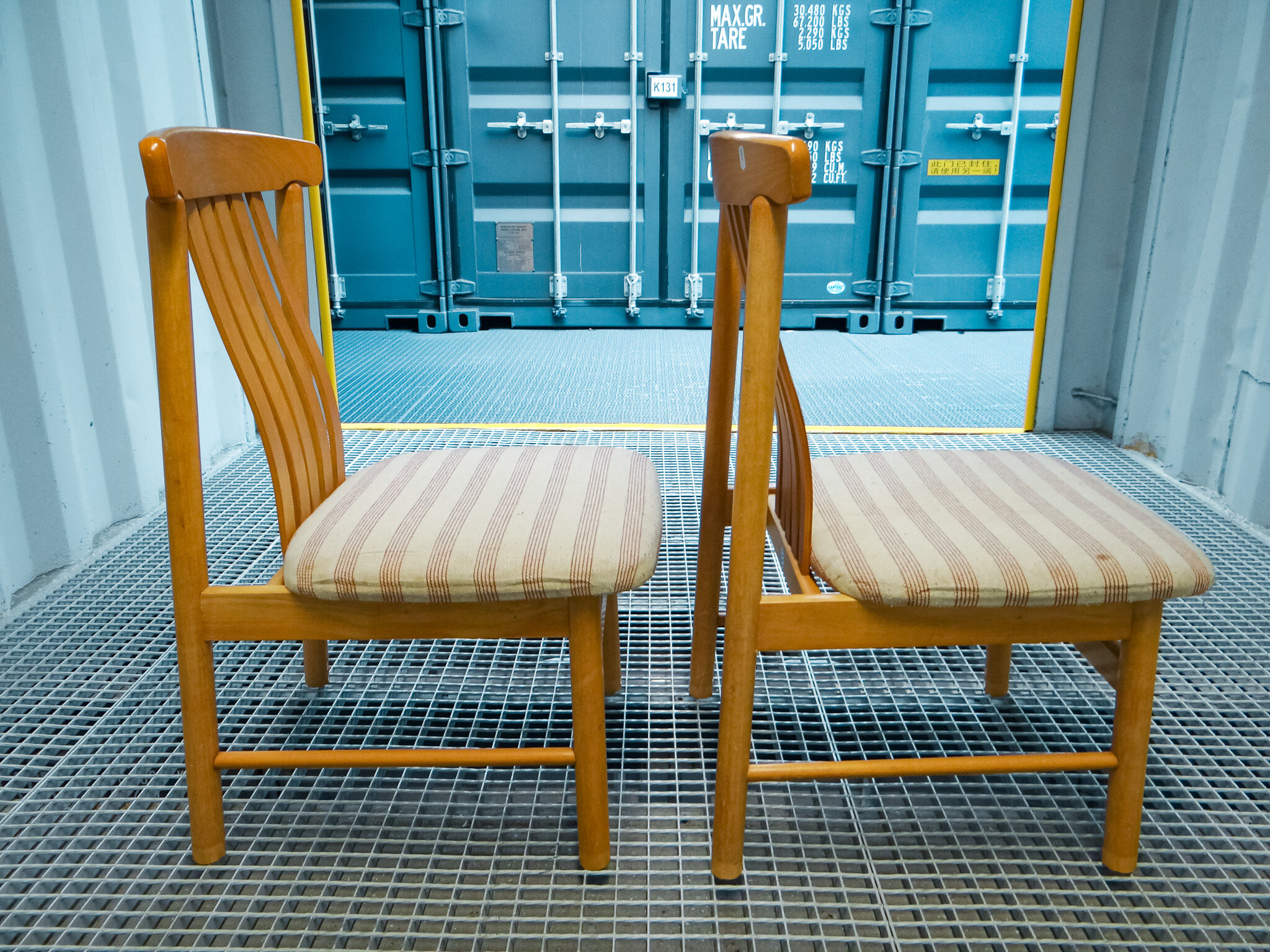 Pair of wide chairs made of solid wood Toyo Furniture made in Japan